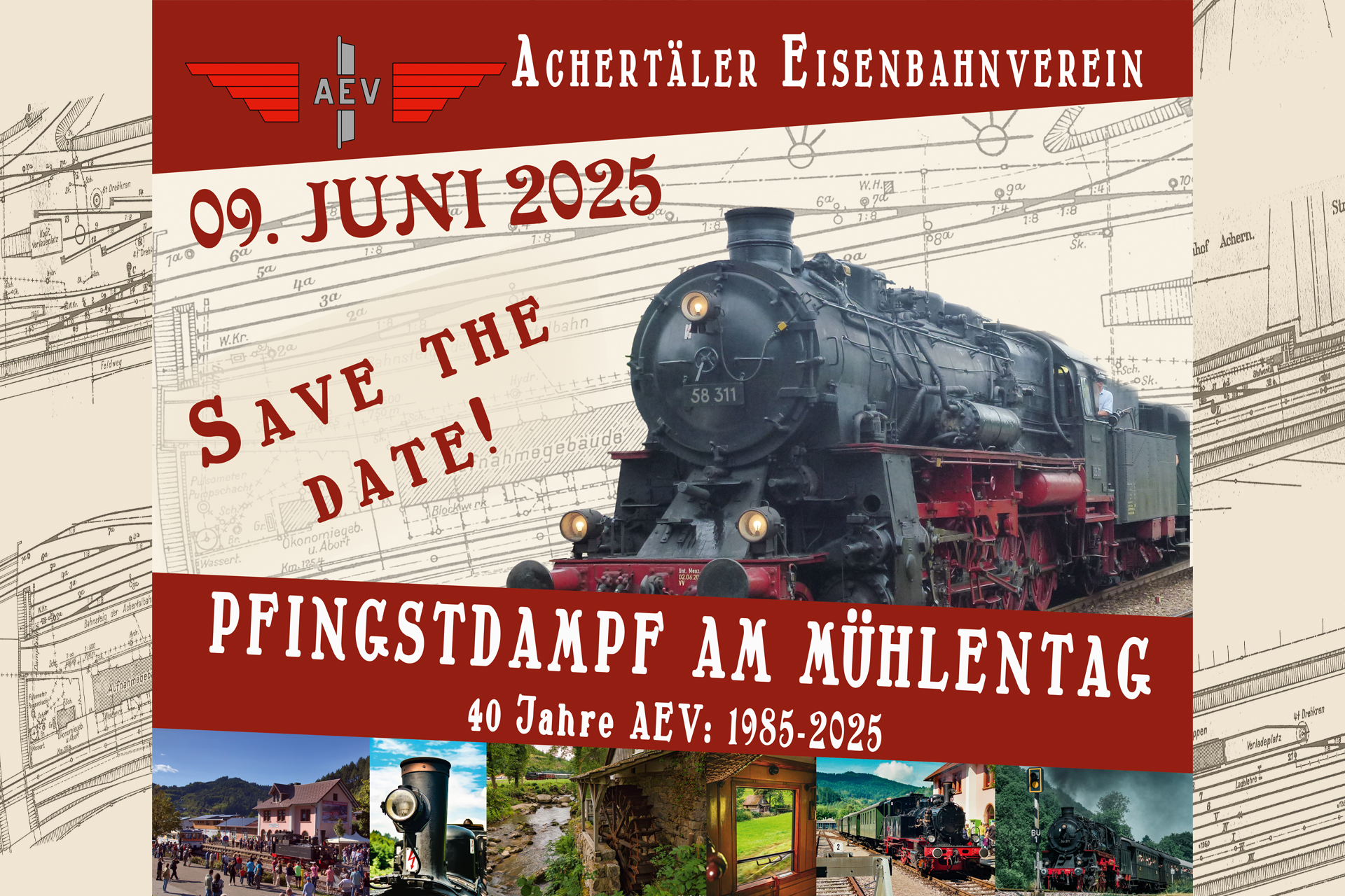 09.06.25 - Pfingstdampf am Mühlentag mit Jubiläum 40 Jahre AEV - save the date!